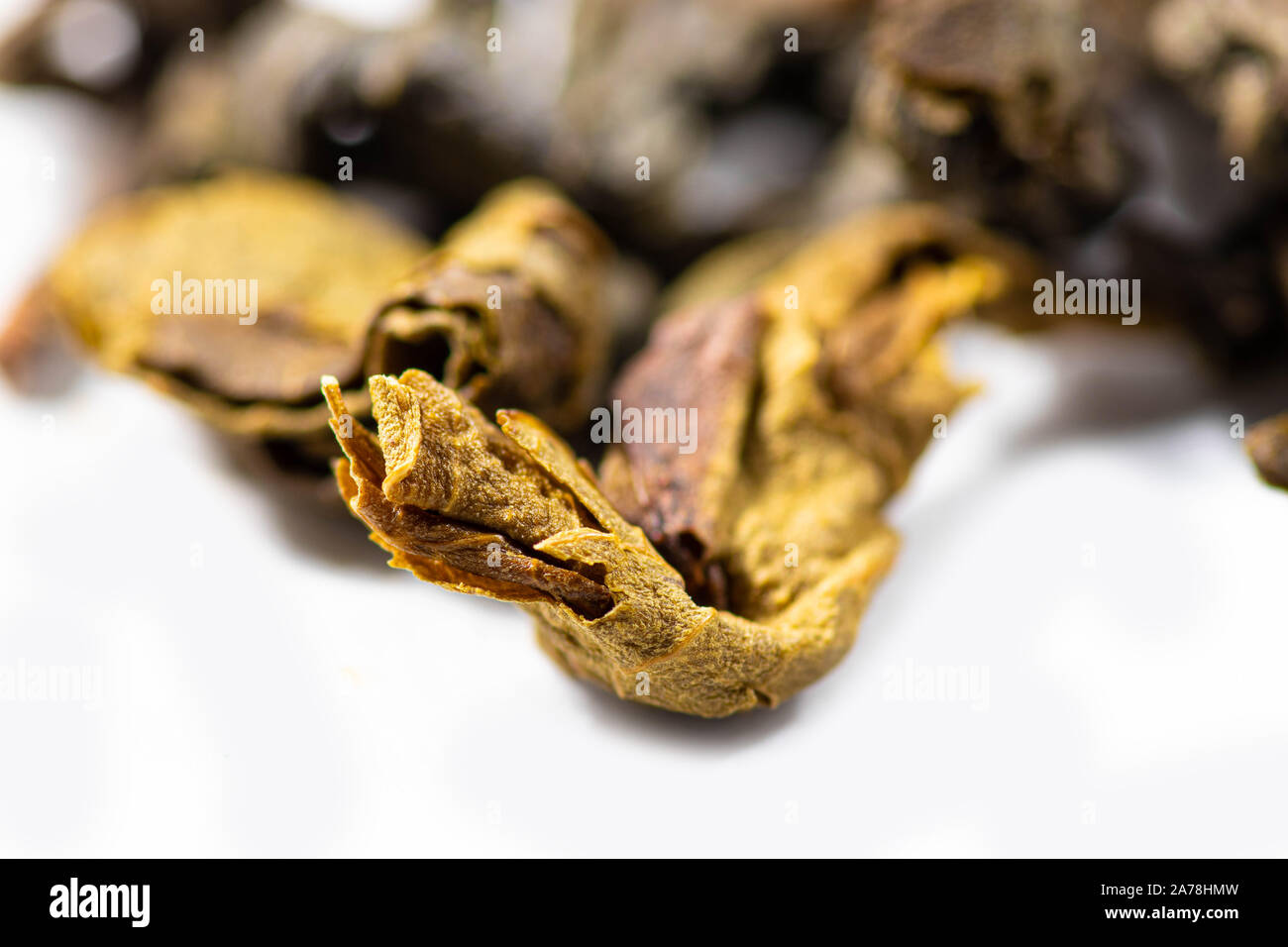 Close up  of Ceylon green tea - Gun powder (GP01) Pure sri lankan green tea - best quality green tea Stock Photo