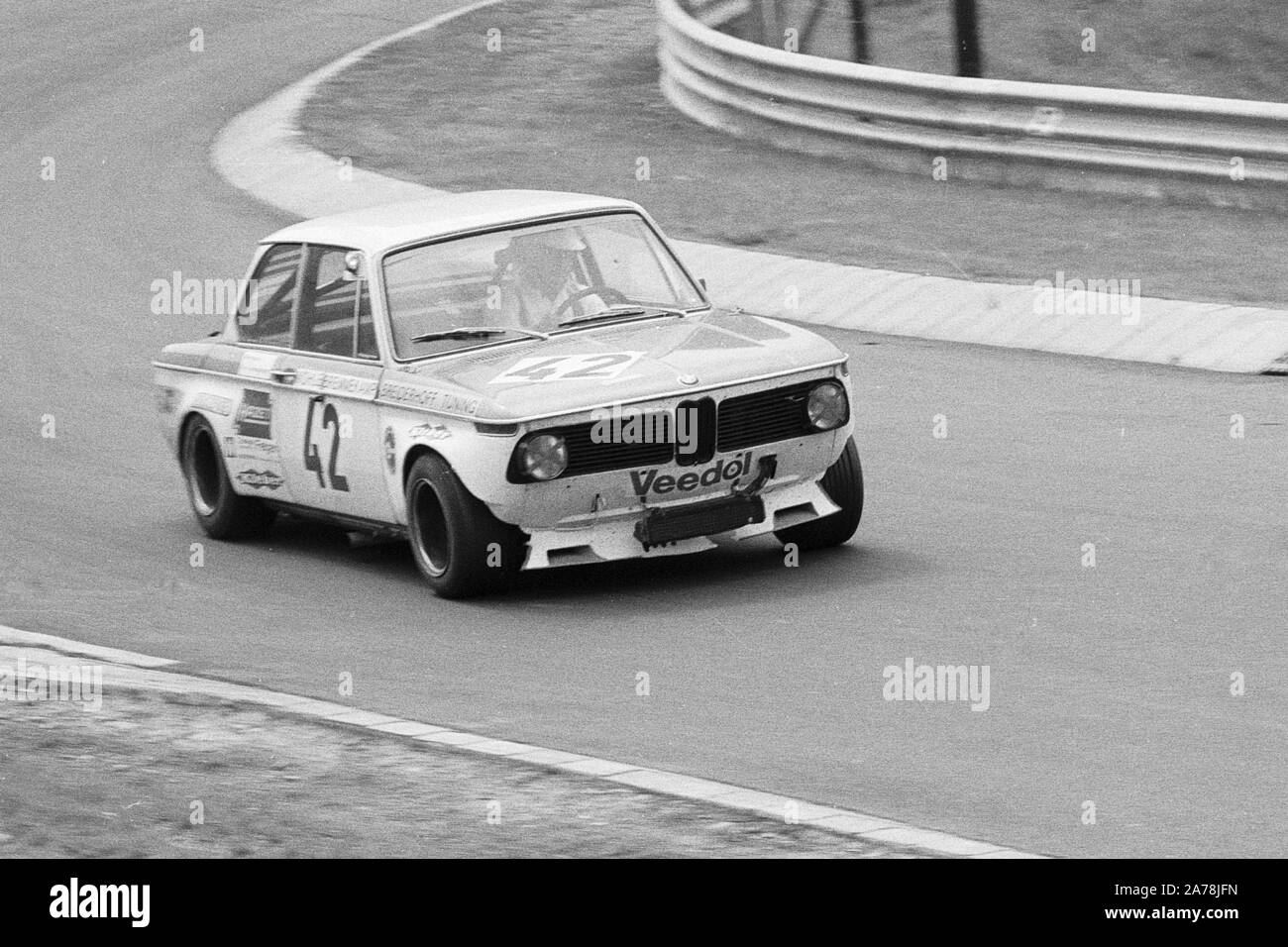 BMW 2002 during a 1970s Touring Car Race at the Nuerburgring, Germany Stock Photo