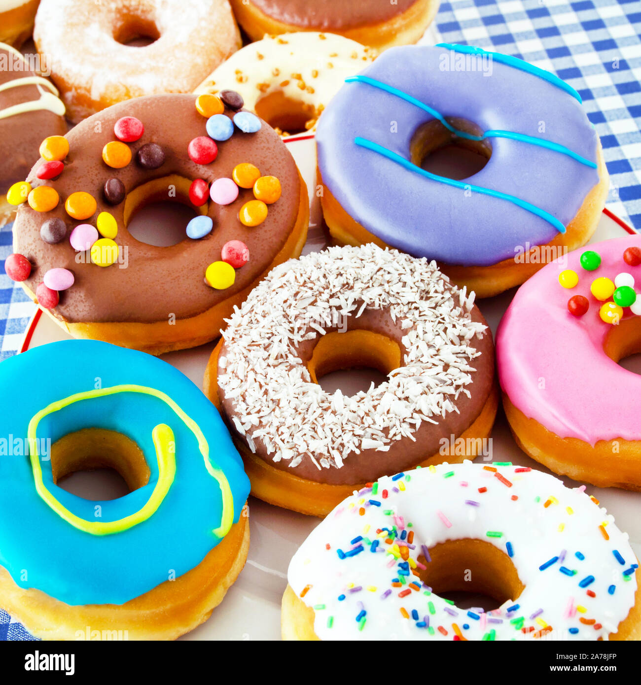 Colorful Donuts background Stock Photo - Alamy