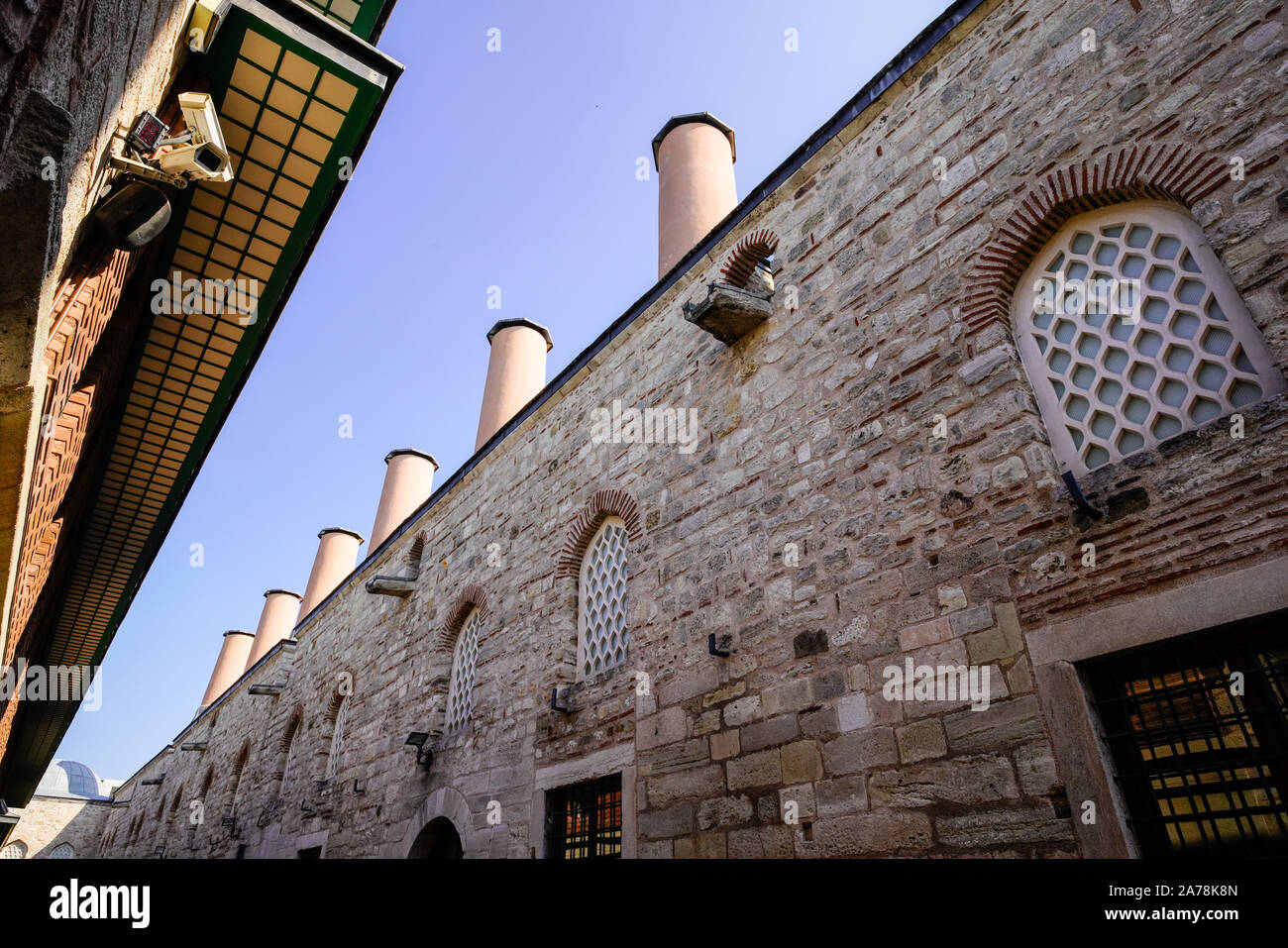 View of Kitchens Tall Chimneys Istanbul in Topkapi palace, Istanbul, Turkey. Stock Photo