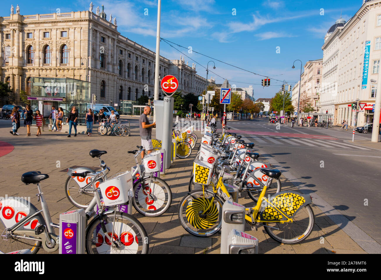 Citybike Wien station, Platz der Menschenrechte, Vienna, Austria Stock Photo