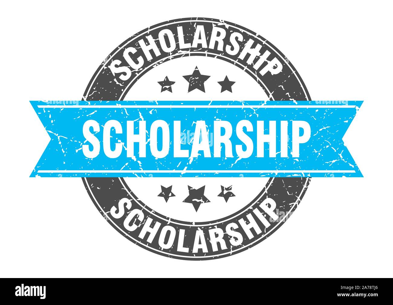 Scholarship Round Stamp With Turquoise Ribbon. Scholarship Stock Vector 