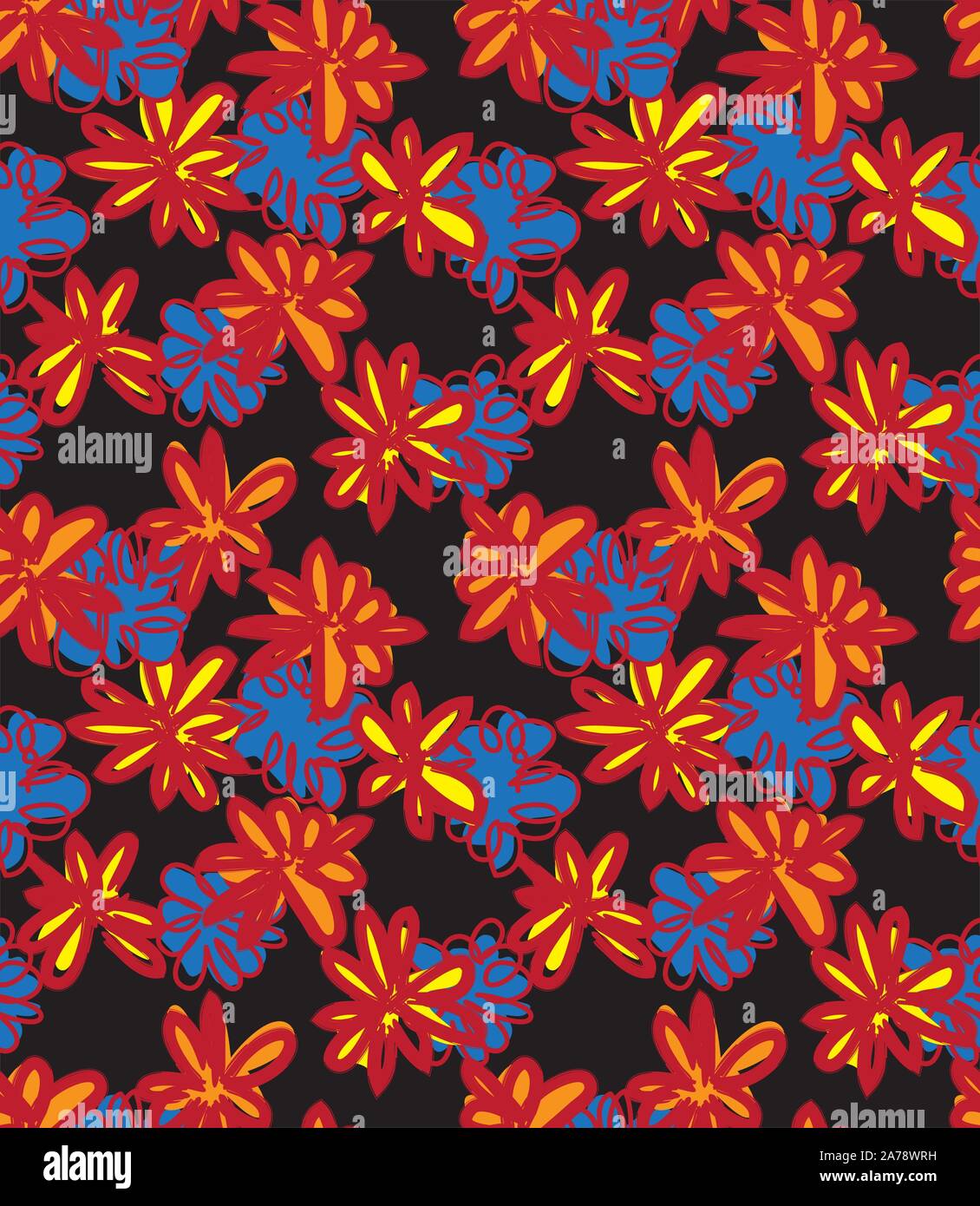 Colourful Brush Strokes Seamless Floral seamless Pattern in Vector ...