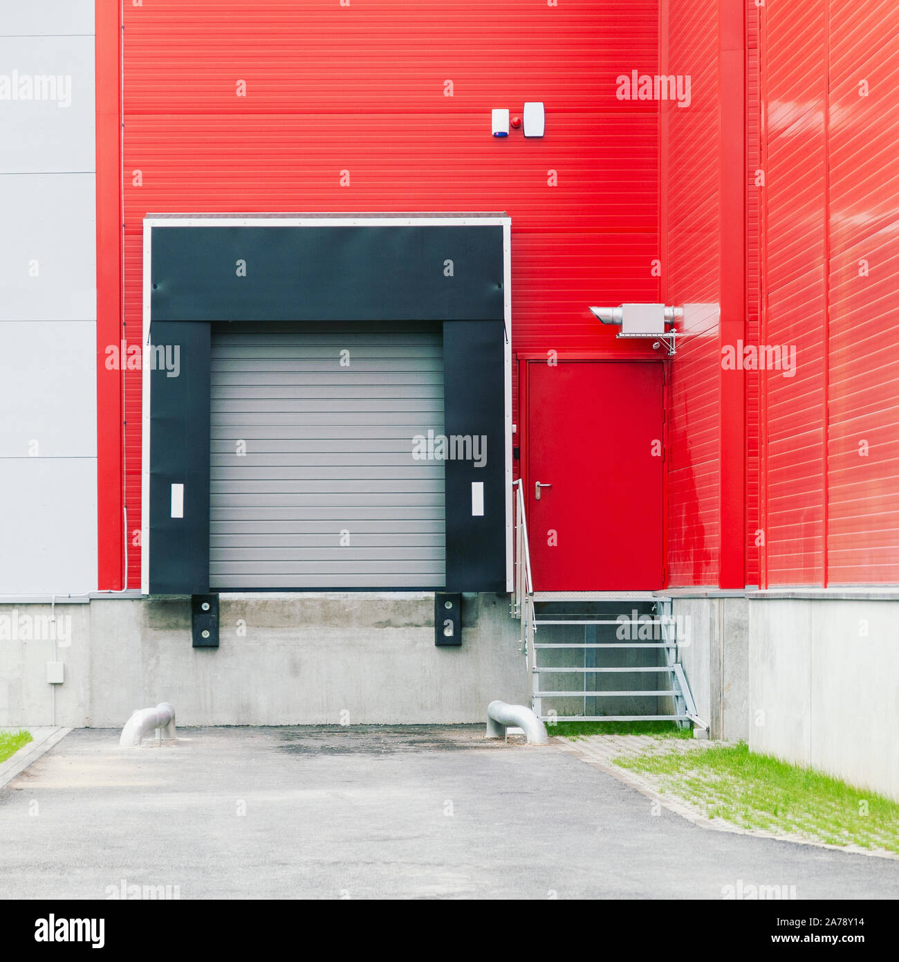 Modern warehouse loading ramp, industrial distribution gate