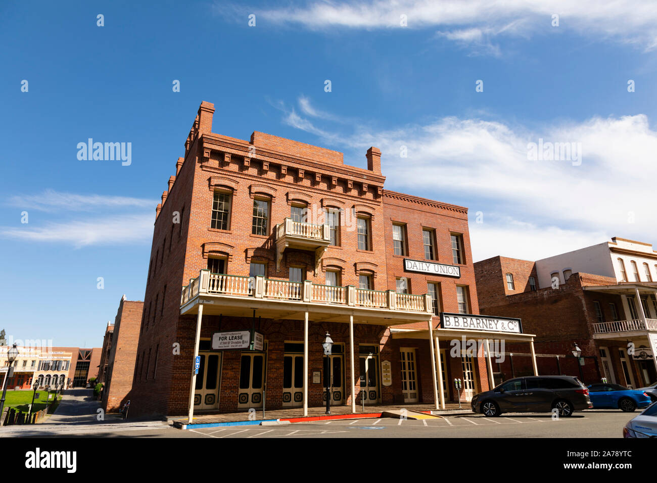 Daily Union, B.B. Barney & Co building, Old Town, Sacramento, State capital of California, United States of America. Stock Photo