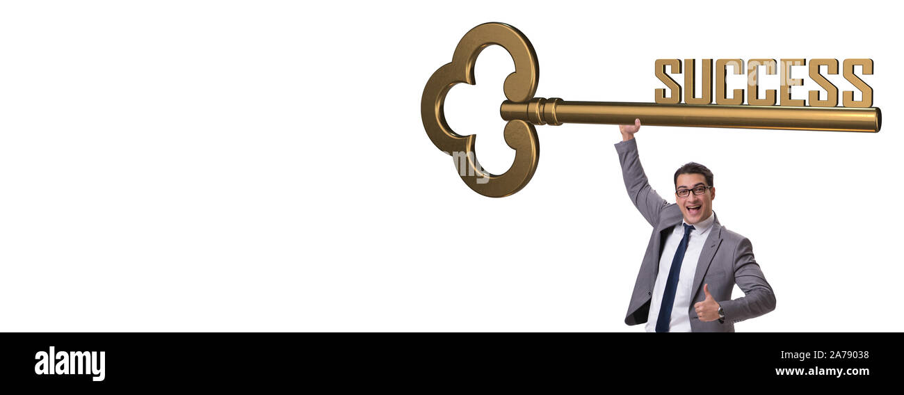 The businessman with key to success business concept Stock Photo - Alamy