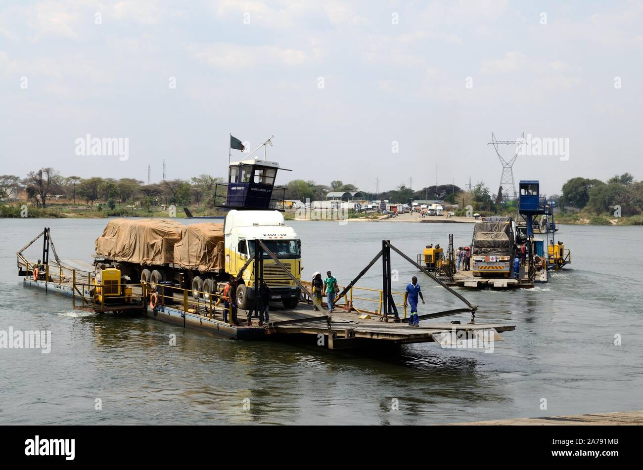 Kanungula Ferry vehicle lorry cargo and passenger pontoon ferry across