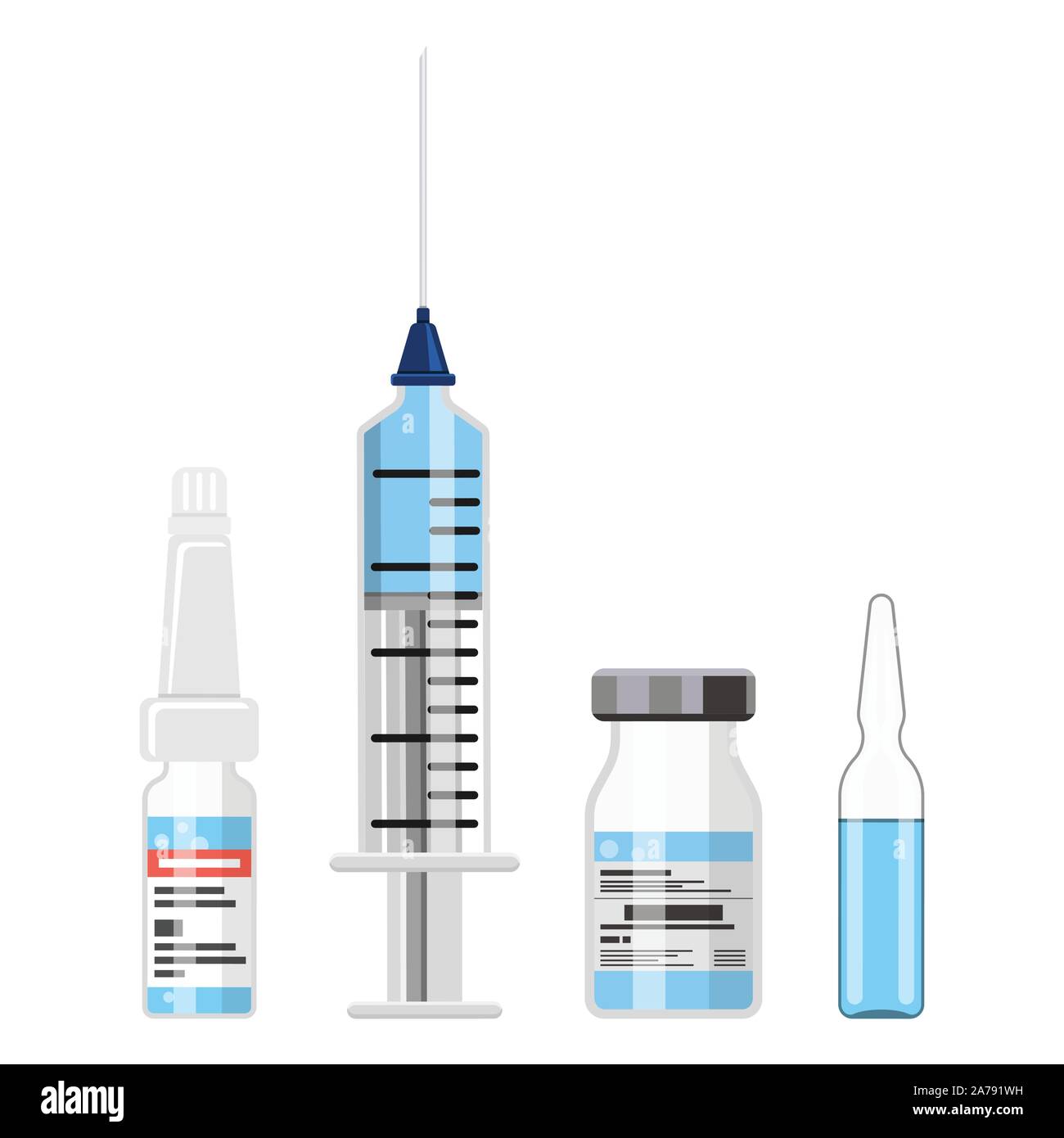 Plastic Medical Syringe and Vaccine Vial Icon Stock Vector Image & Art ...