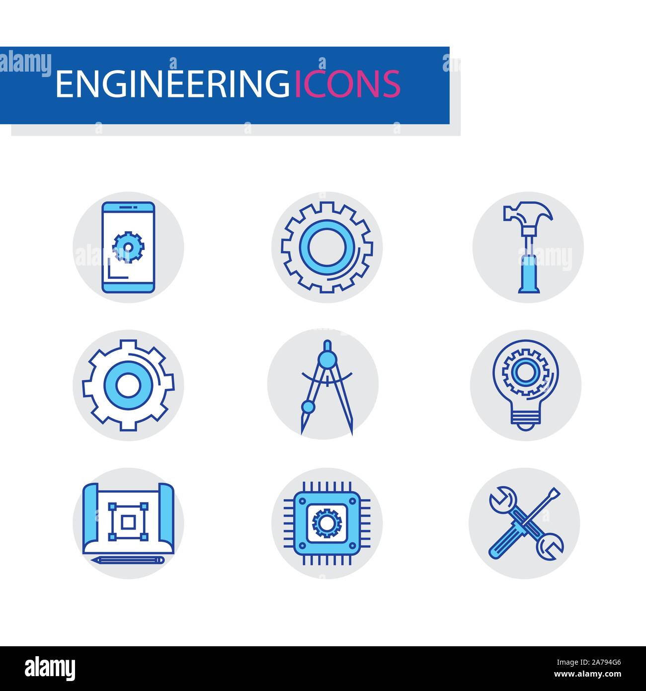 bundle of engineering set icons Stock Vector Image & Art - Alamy