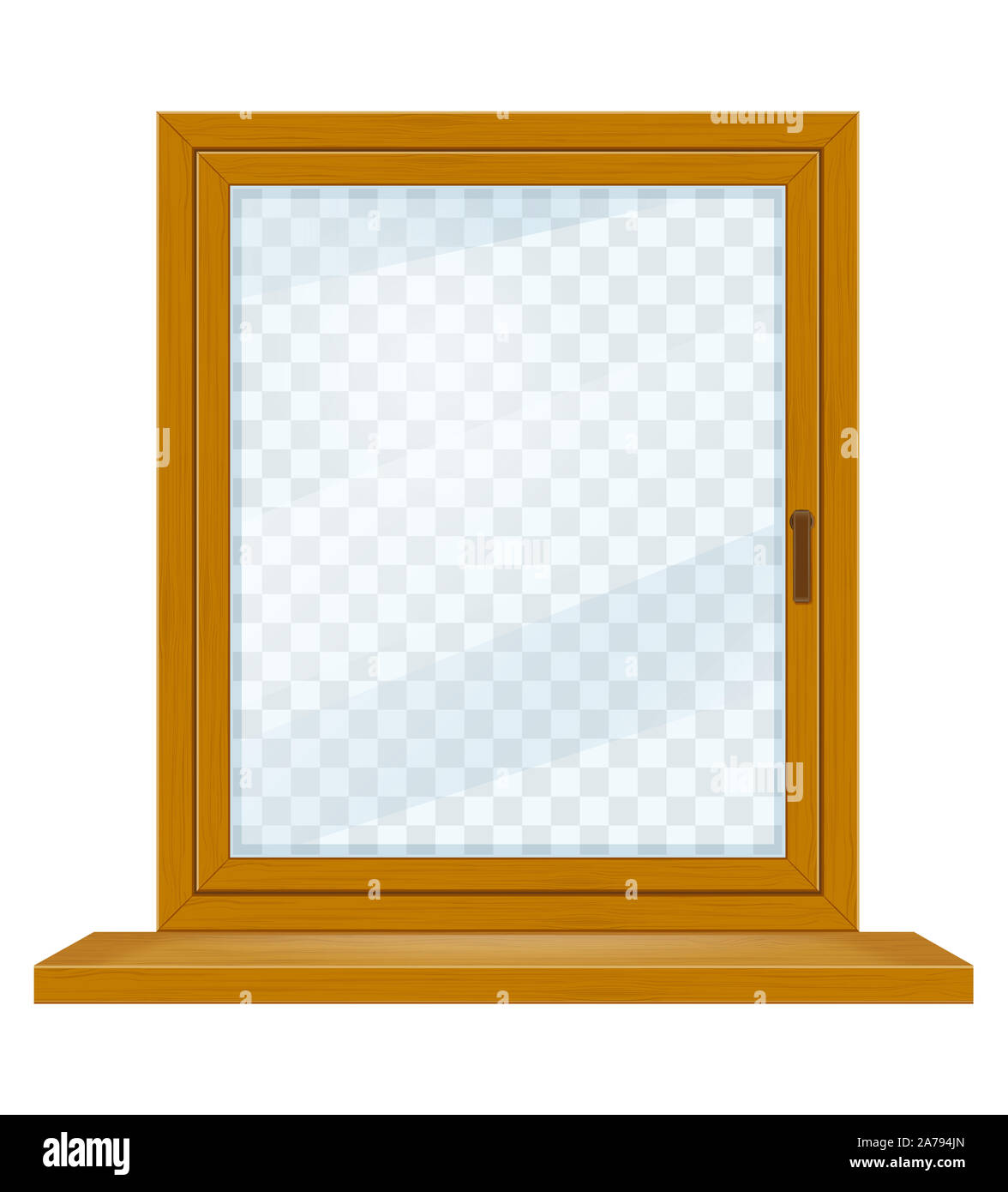 Translucent Window Drawing closed wooden window with transparent glass for design vector ...