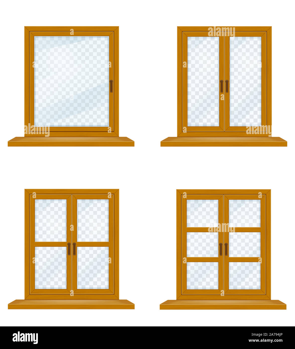 closed wooden window with transparent glass for design vector ...