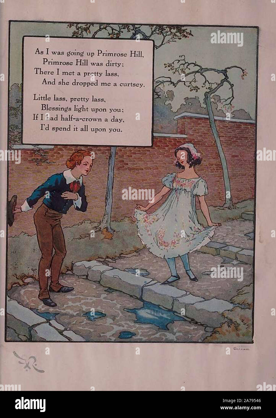 vintage nursery rhyme illustration artwork Stock Photo - Alamy