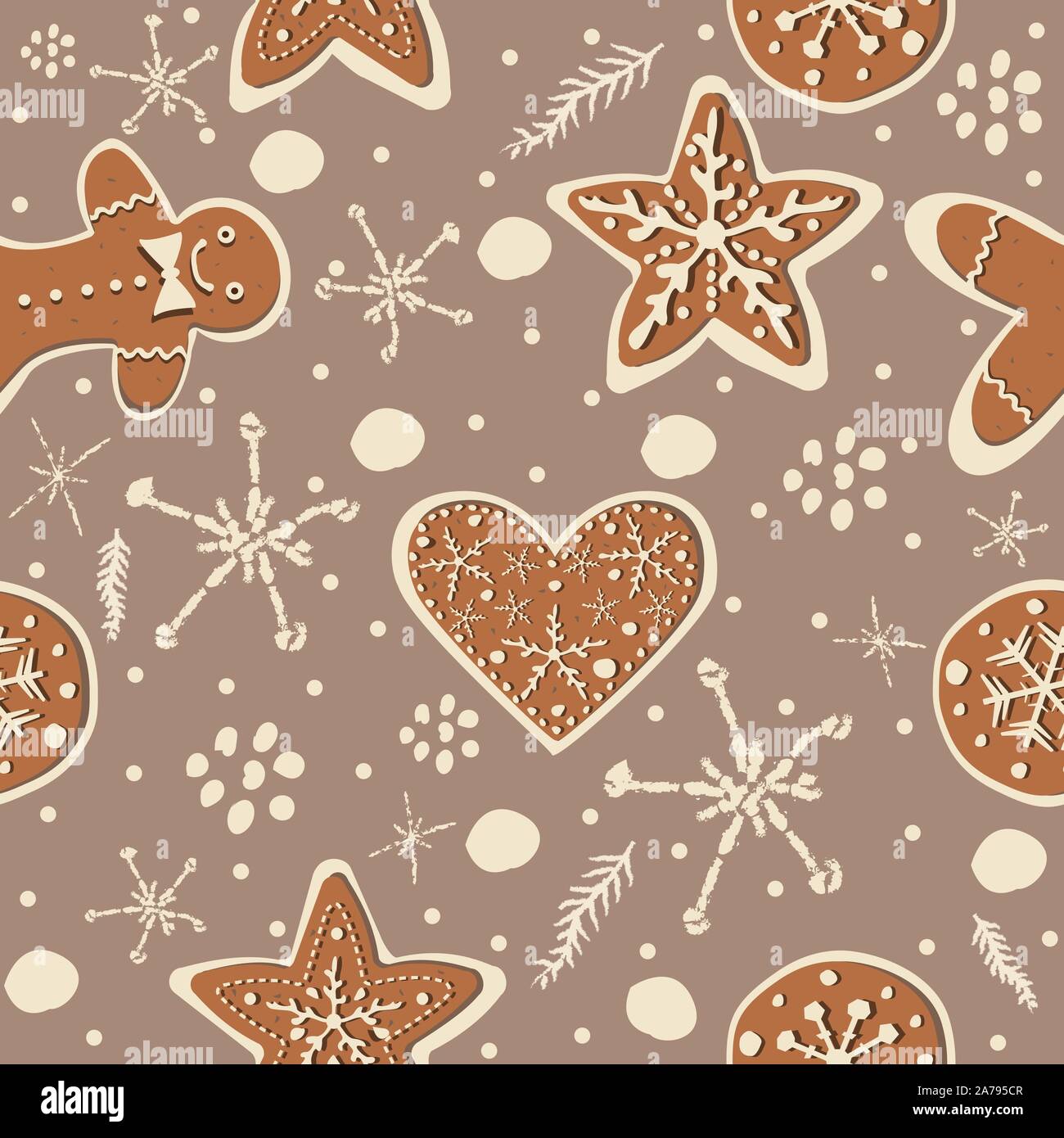 Gingerbread cookie seamless background. Creative Design. Vector ...