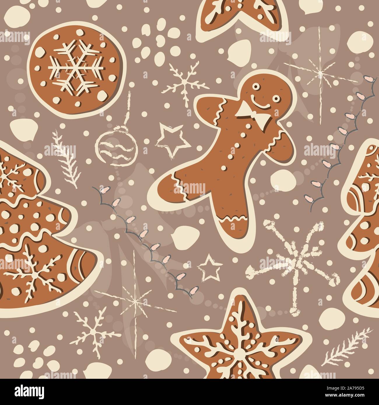 Gingerbread cookie seamless background. Creative Design. Vector ...