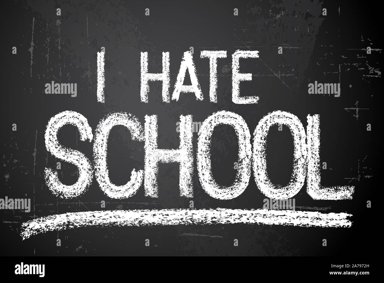 Back to school vector white illustration on chalkboard saying I hate school Stock Vector