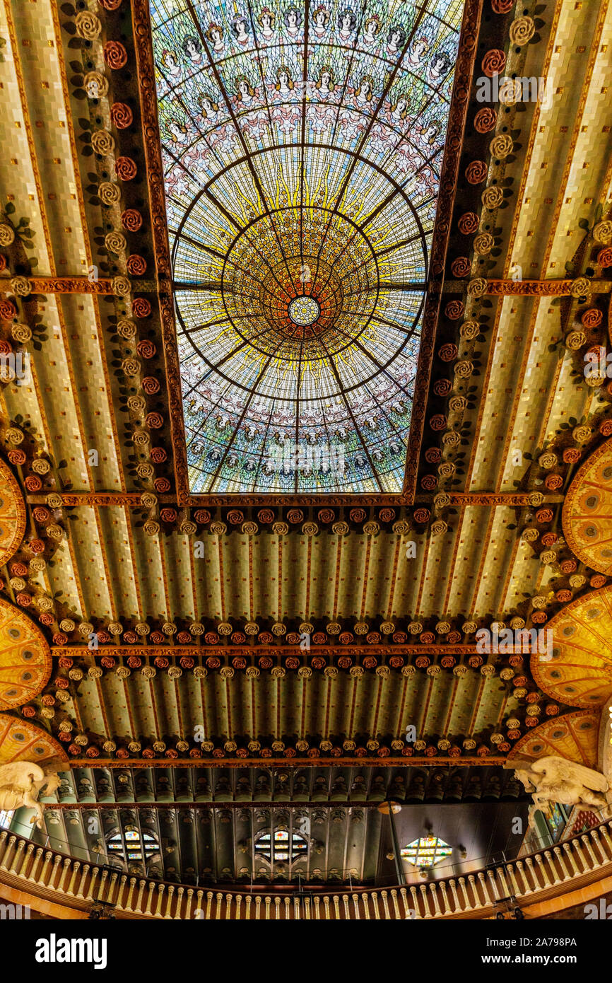 The Stained glass Dome Ceiling And Organ Palau De La M sica Catalana the-stained-glass-dome-ceiling-and-organ-palau-de-la-m-sica-catalana