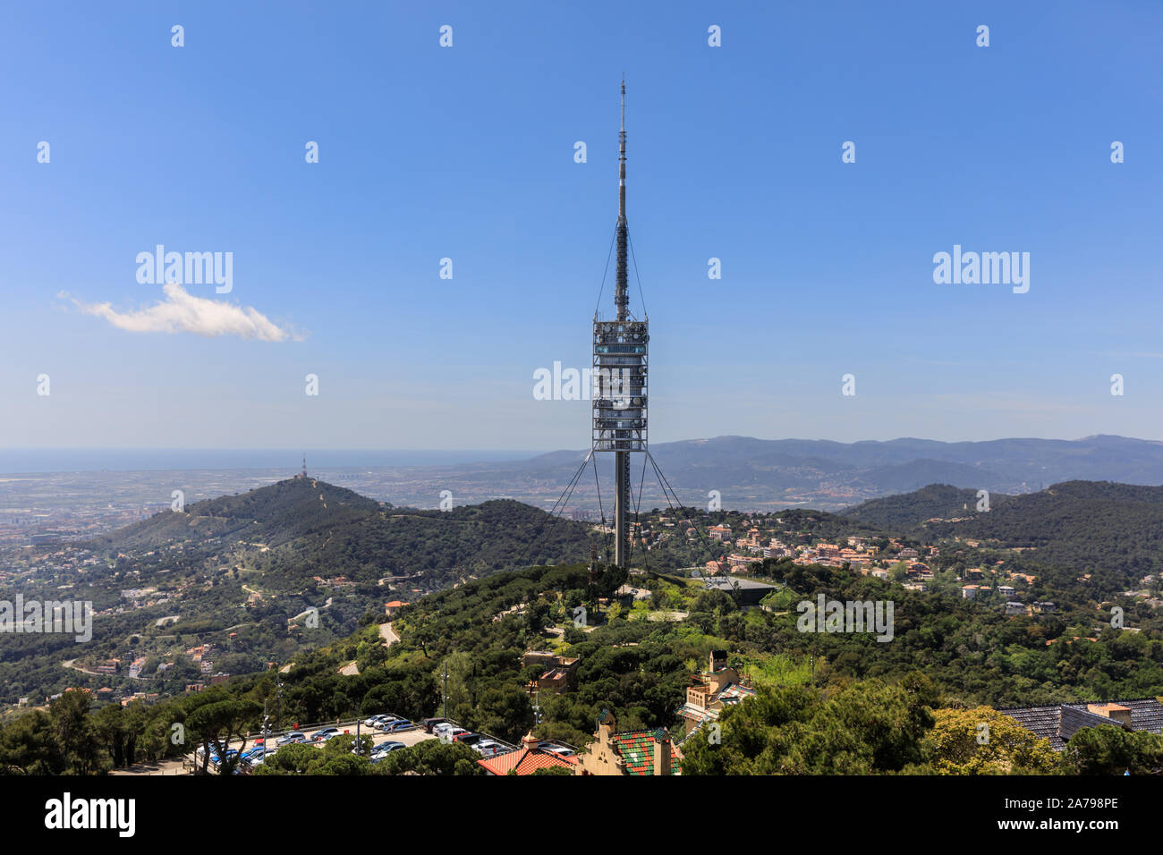 Torre de Collserola transmission tower on Tibidao Hill, Barcelona, Spain Stock Photo