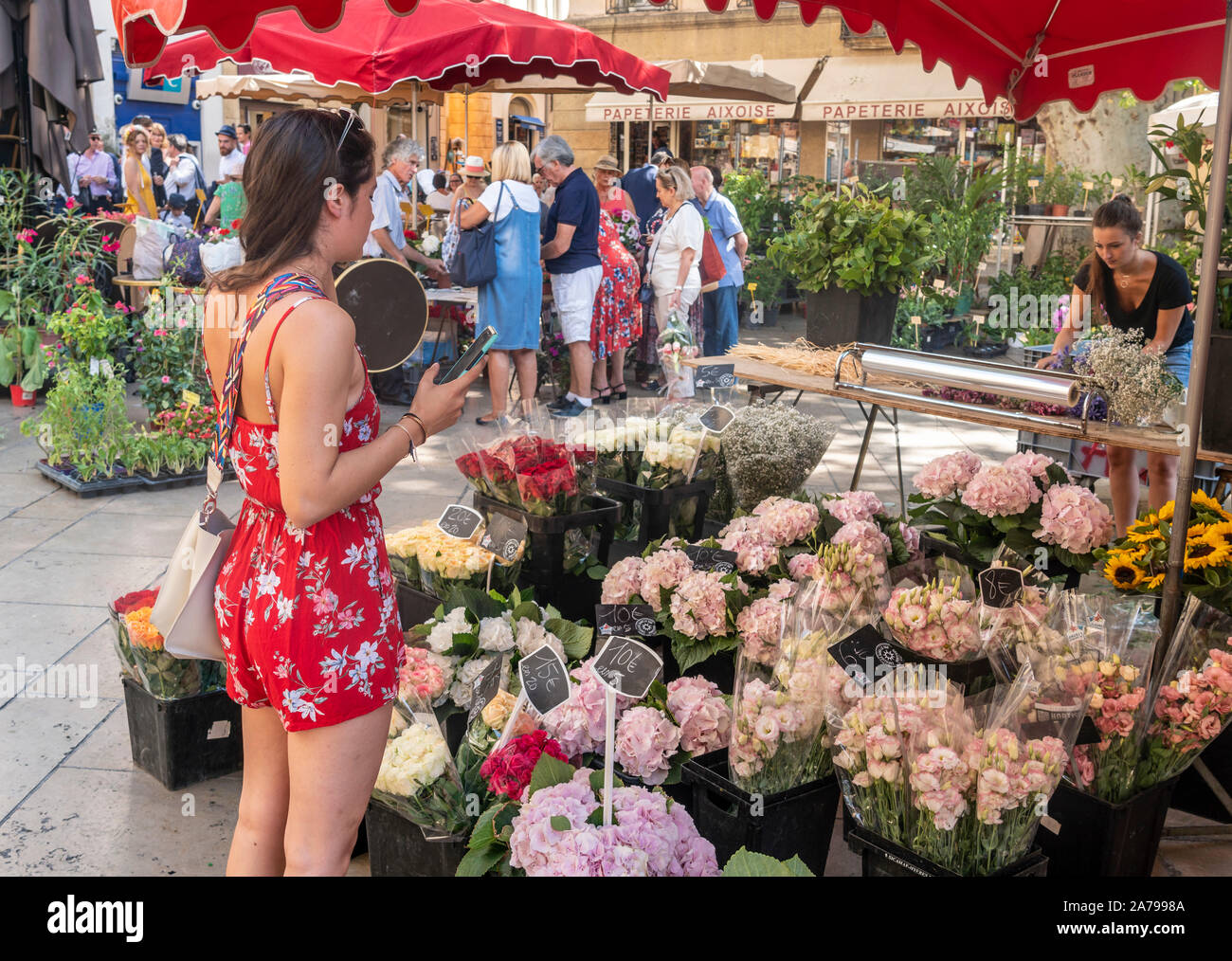 market stall with flowers, Aix en Provence, France Stock Photo