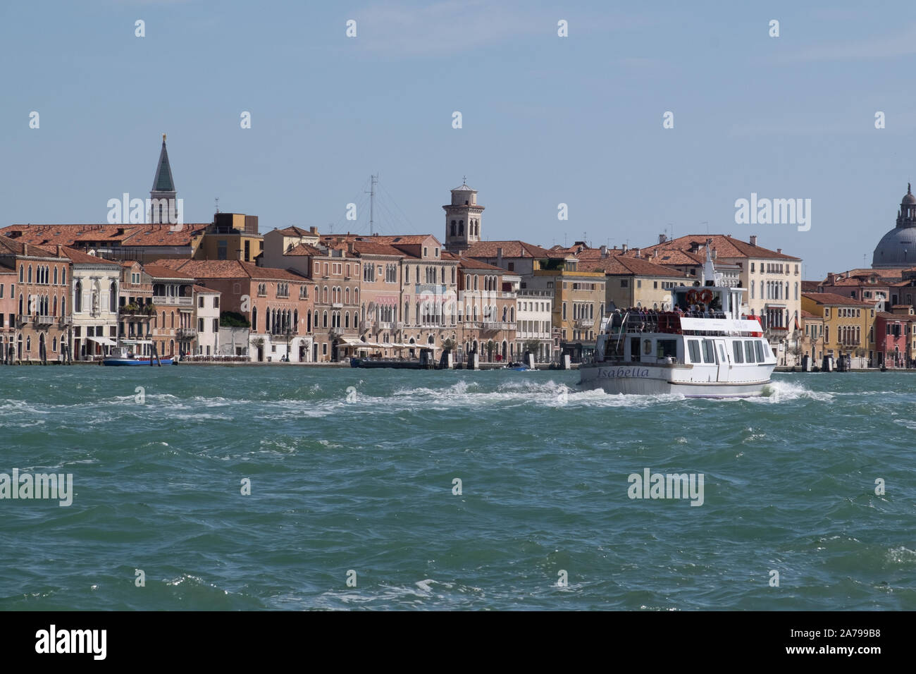 View of Venice from the sea water approach as panoramas of wonderful ...
