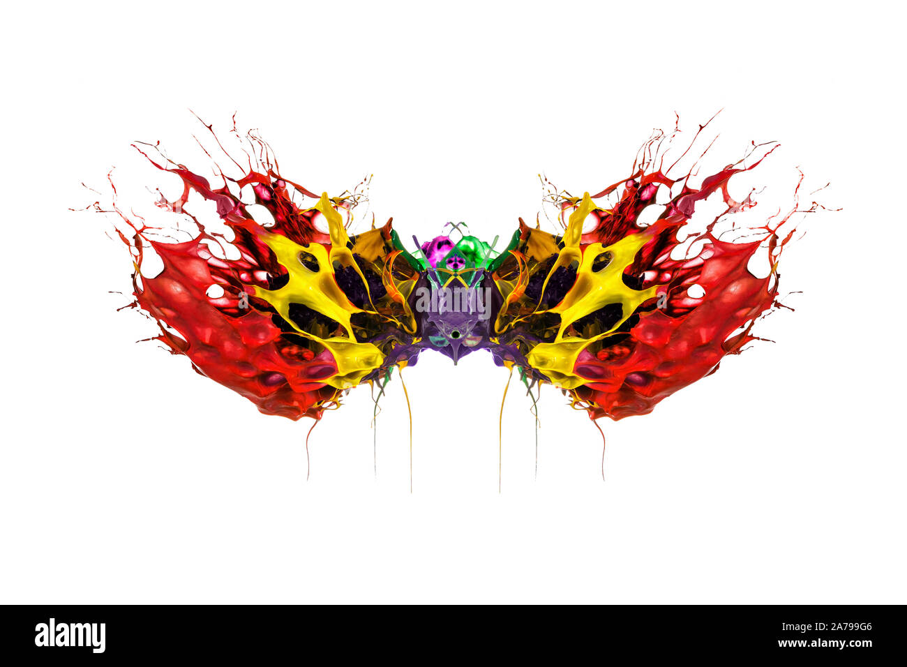 abstract color splash or explosion of colored paints isolated on white background Stock Photo