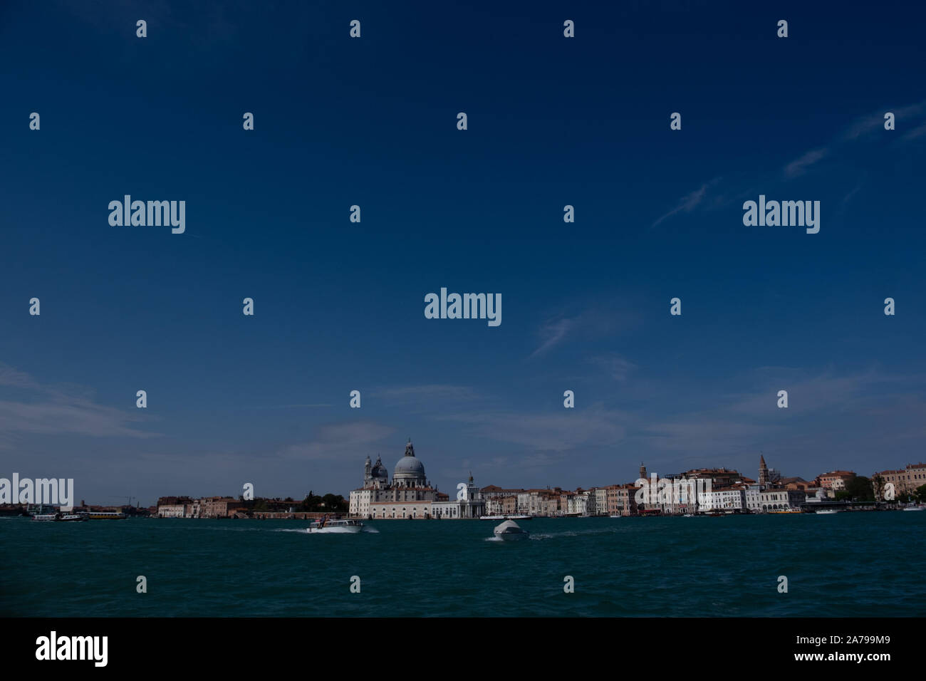 View of Venice from the sea water approach as panoramas of wonderful ...