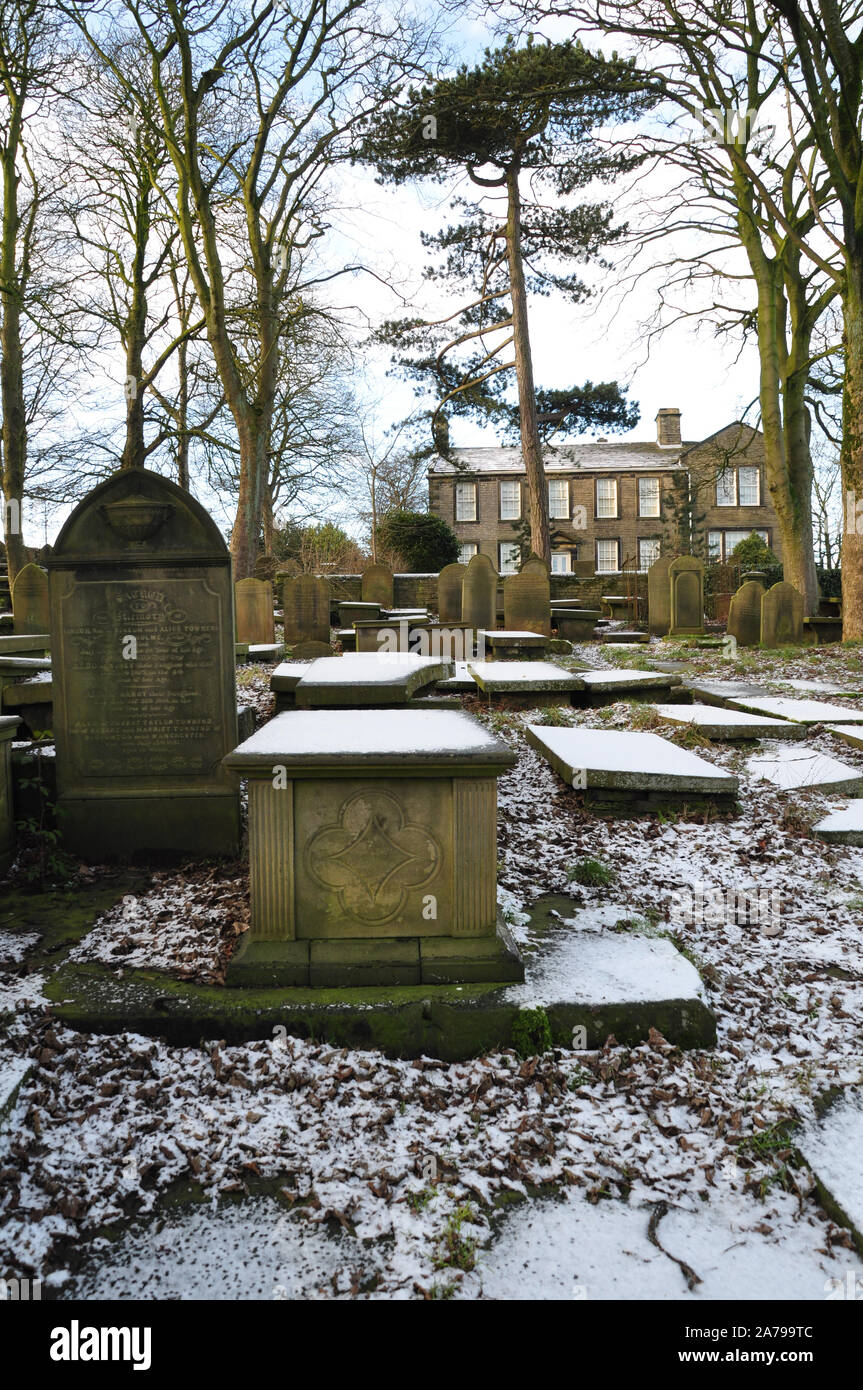 Snow on Haworth Parsonage Museum, Bronte country, Haworth Stock Photo ...