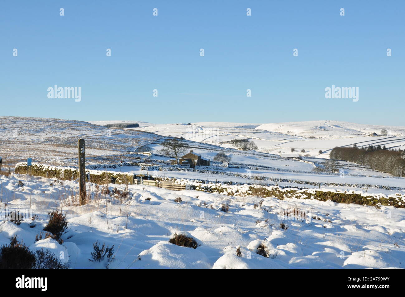 Winter snow on Haworth moor, Bronte country, Yorkshire Stock Photo - Alamy