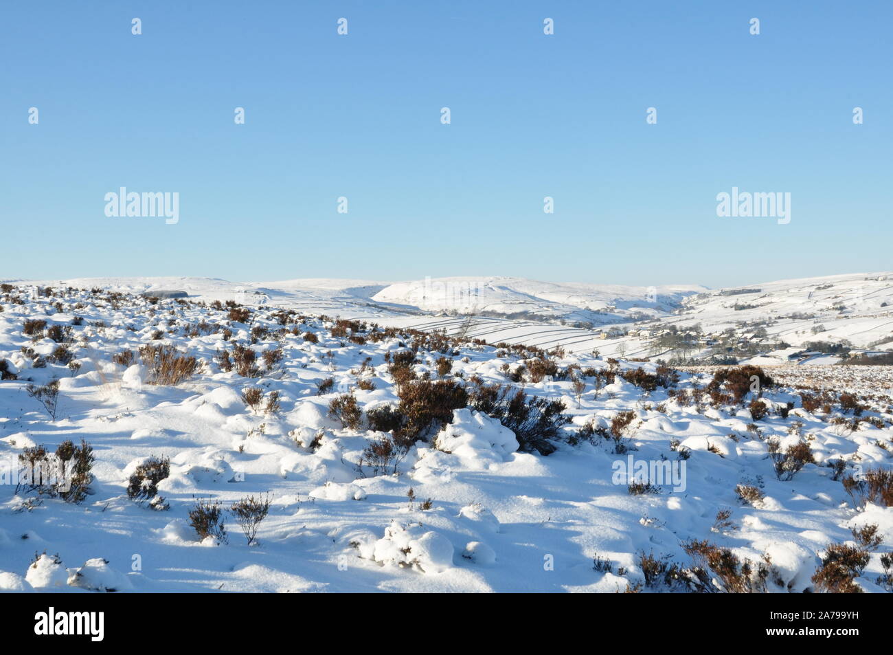 Winter snow on Haworth moor, Bronte country, Yorkshire Stock Photo - Alamy