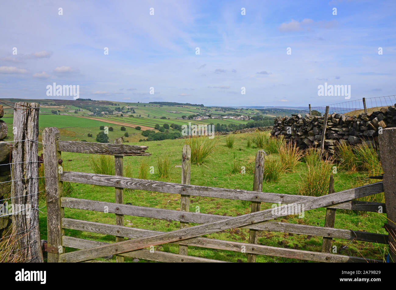 View through, gate, Haworth moor, Bronte country Stock Photo Alamy