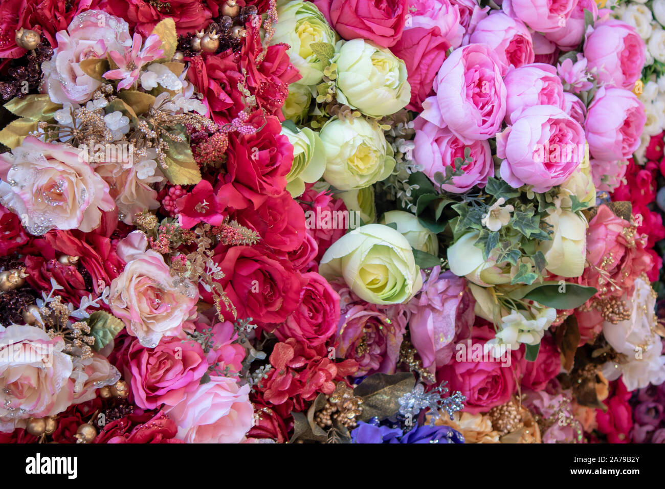 Beautiful Cloth Artificial Flowers For Background Counter For Sale Stock Photo Alamy