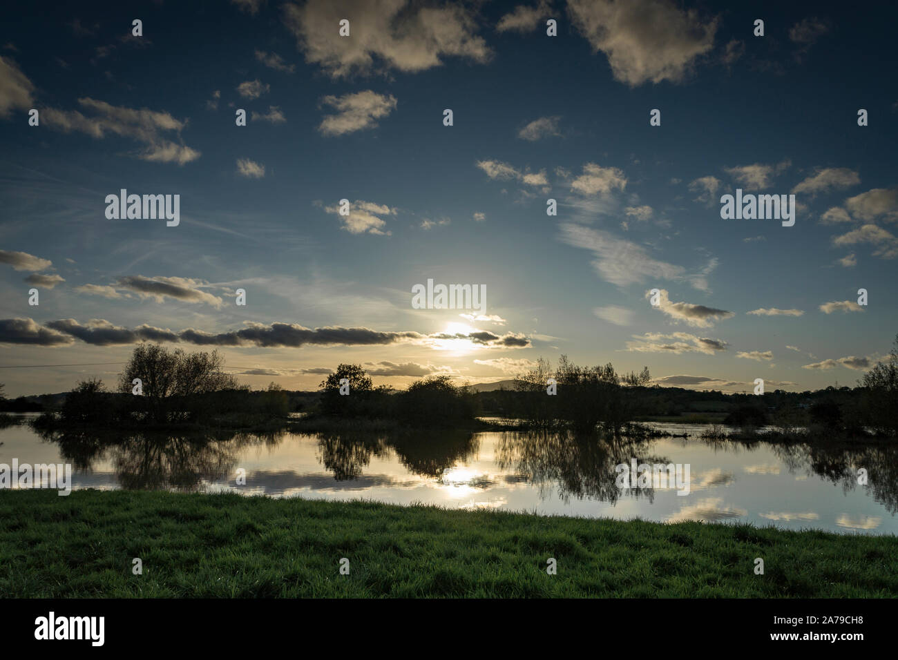 Flooding along the River Severn near Kempsey, Worcestershire, October 2019 Stock Photo