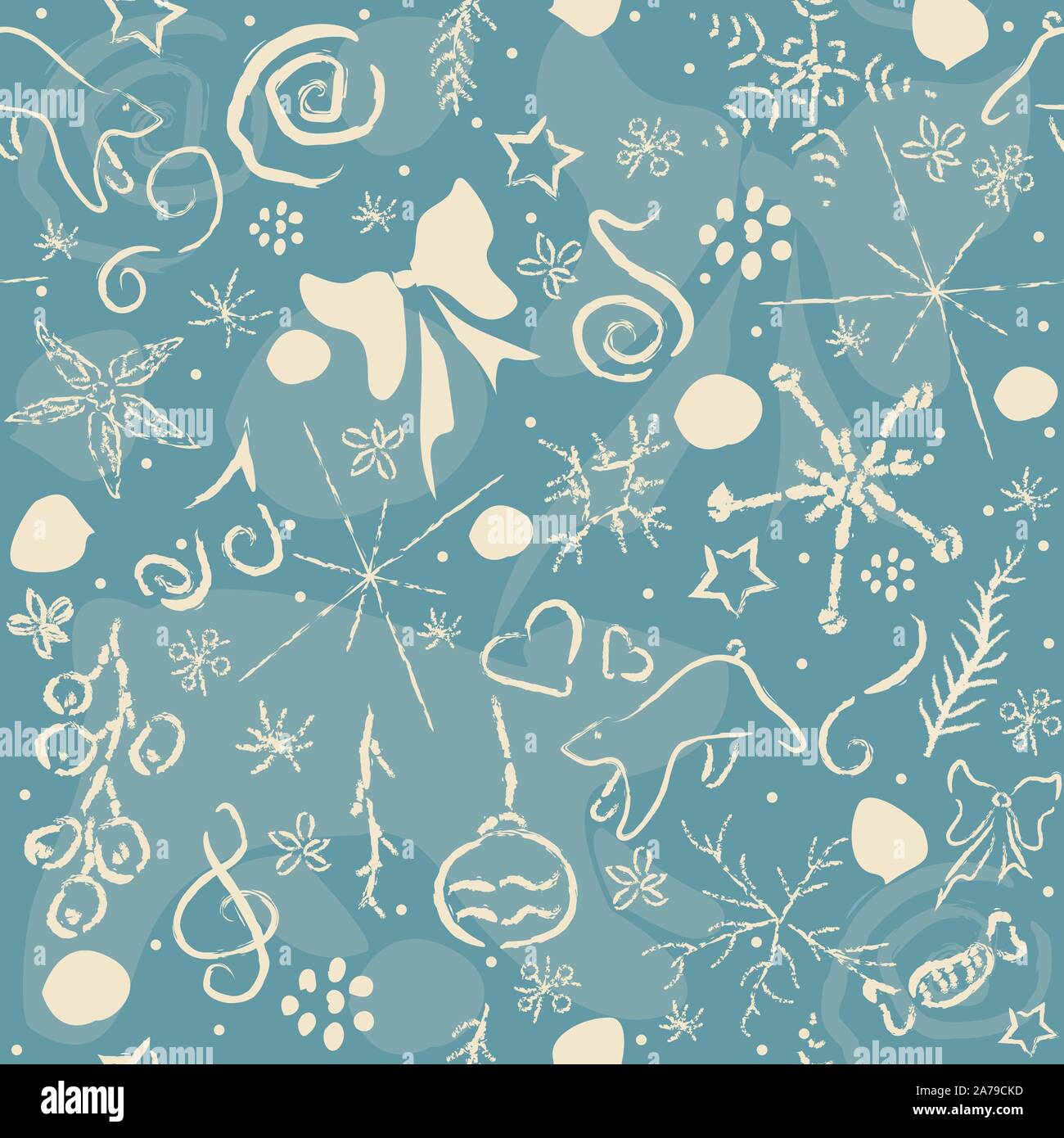 Seamless Winter Pattern with cute hand drawn elements. Vector ...