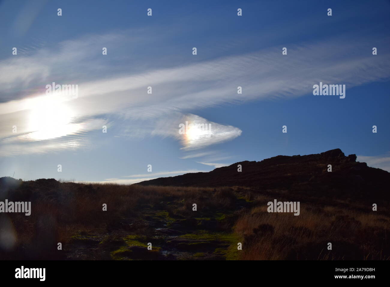 Space capsule like cloud over the Roaches Staffordshire Stock Photo