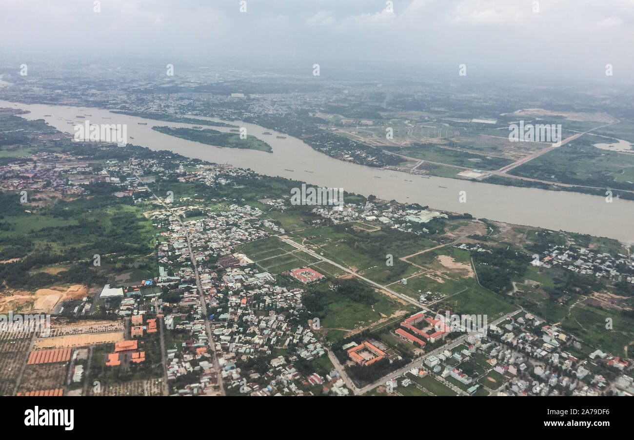 Aerial view of Saigon (called Ho Chi Minh City), Vietnam. Saigon