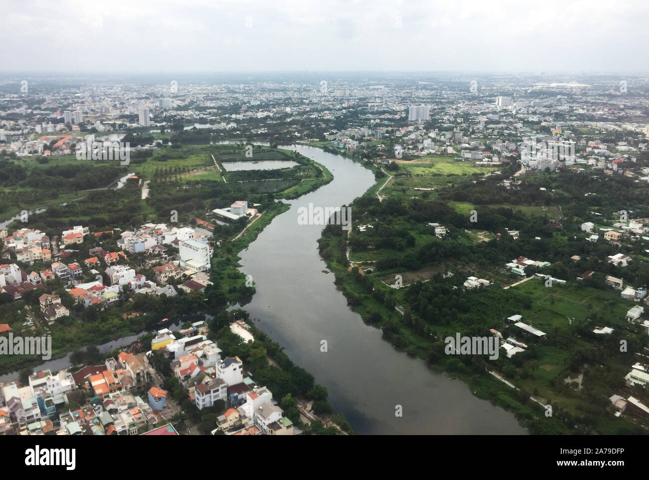 Aerial view of Saigon (called Ho Chi Minh City), Vietnam. Saigon population is expected to grow