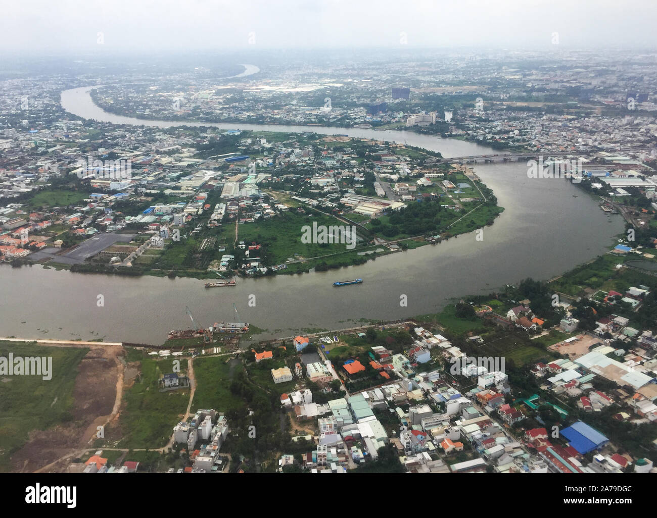 Aerial view of Saigon (called Ho Chi Minh City), Vietnam. Saigon population is expected to grow