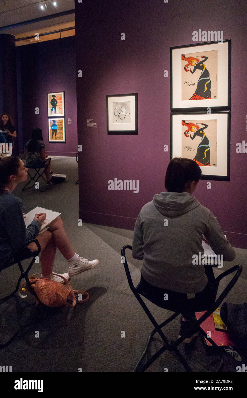 art lesson class in the Museum of Fine Arts Boston Stock Photo