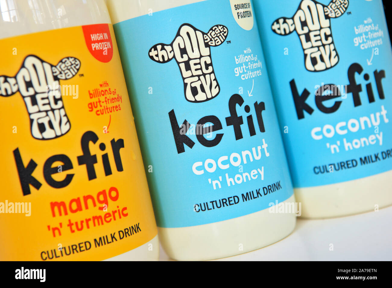 Kefir cultured milk drinks Stock Photo