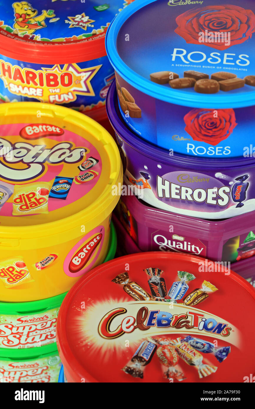 Tub nestle quality street chocolates hires stock photography and
