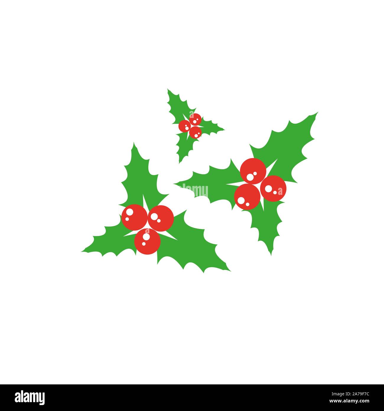 Holly berry leaves Christmas icon. Vector illustration Stock Vector ...
