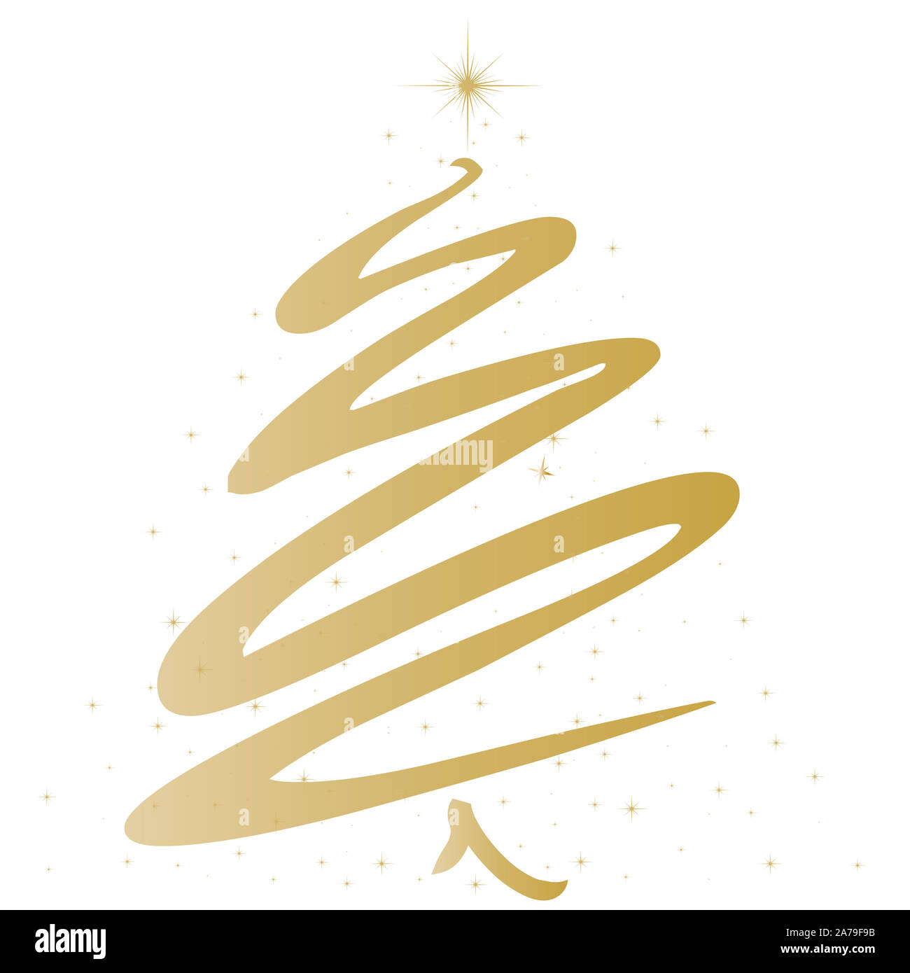 Background golden Christmas tree isolated on white Stock Photo - Alamy