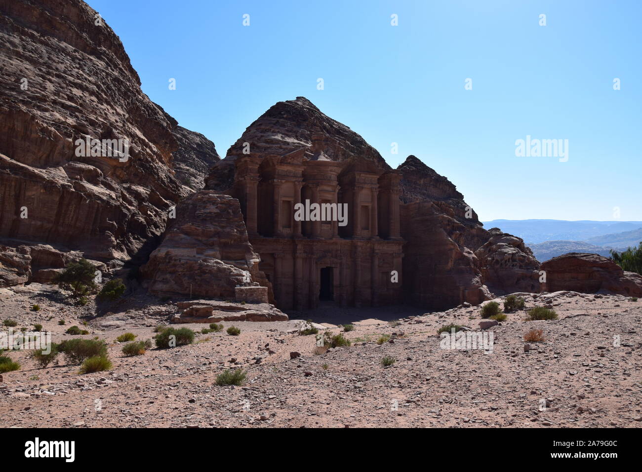The monastry in the ancient city of Petra in Jordan Stock Photo