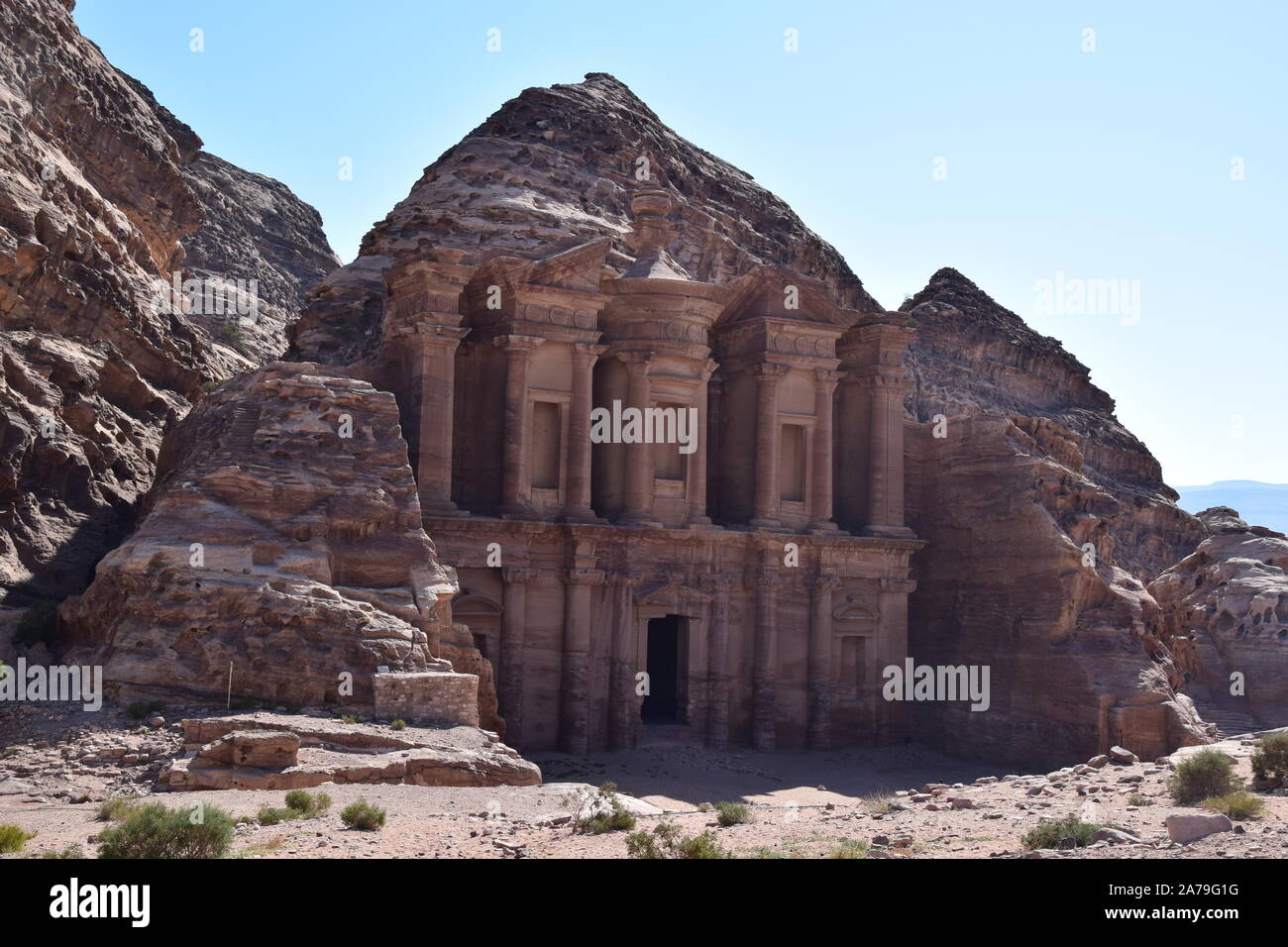 The monastry in the ancient city of Petra in Jordan Stock Photo