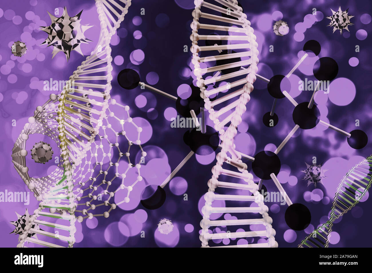 DNA Molecular Background purple black Stock Photo - Alamy