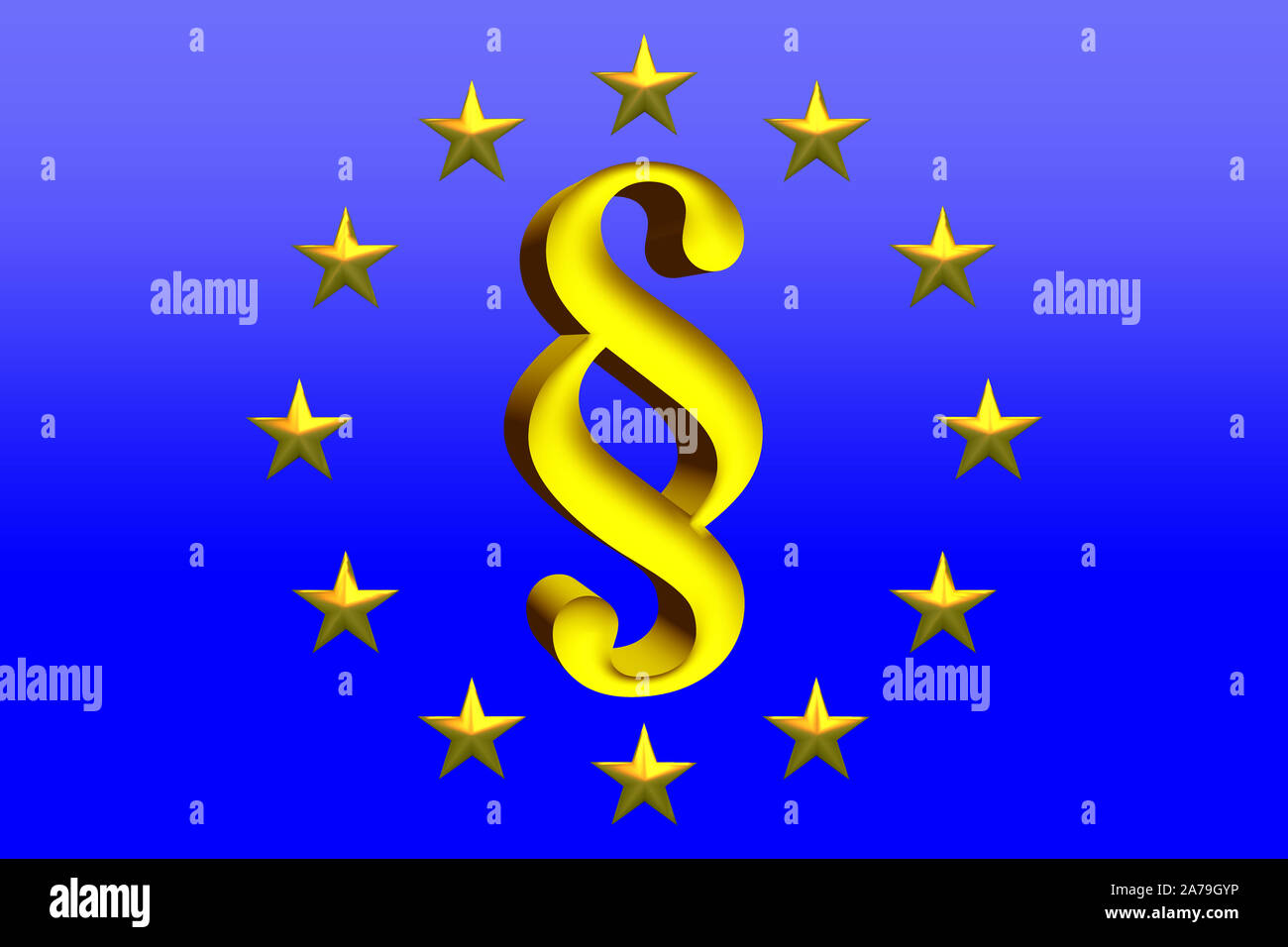 3D Illustration Golden Paragraph Sign with Star Circle on Blue Background Stock Photo
