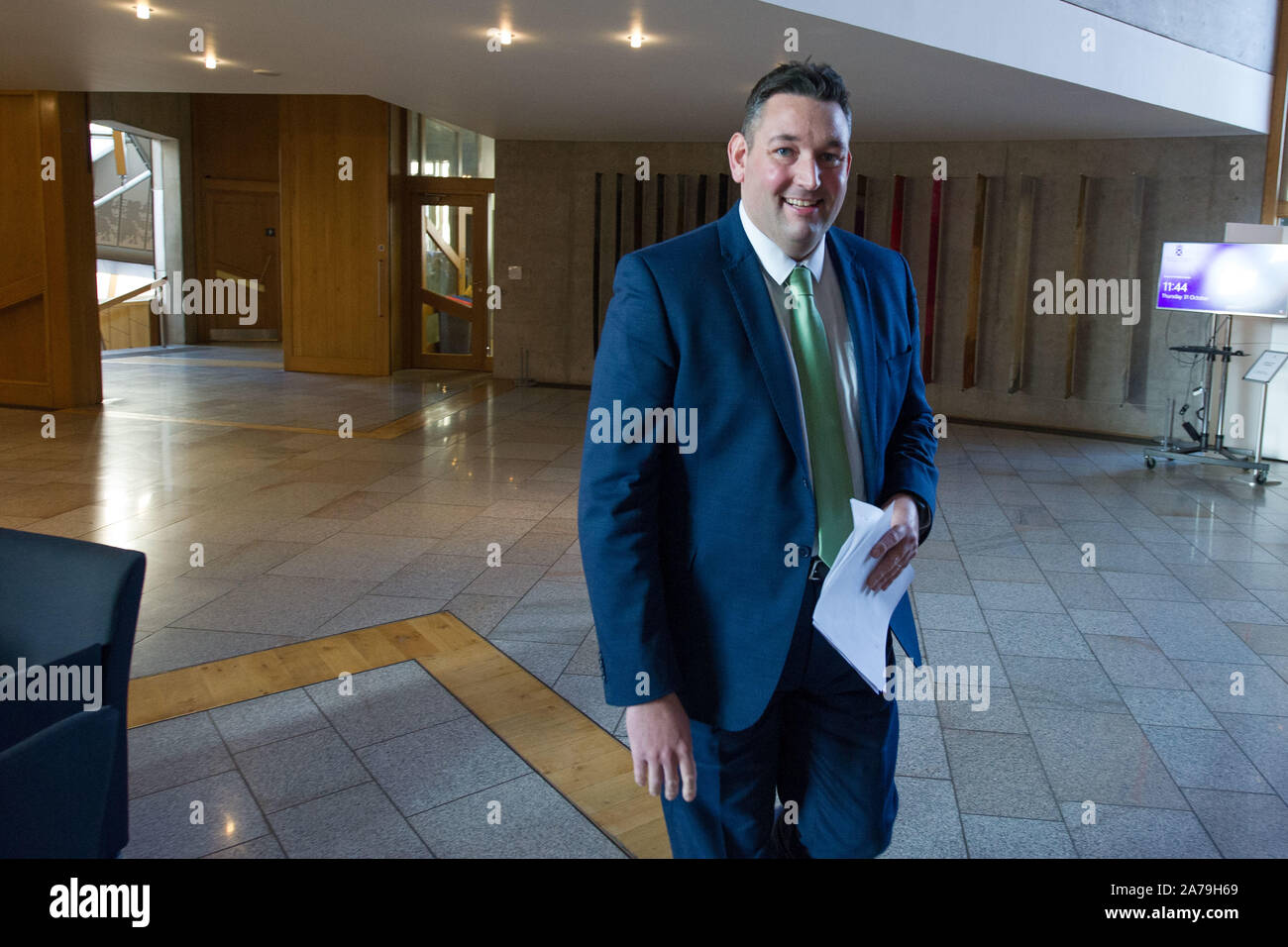 Edinburgh, 31 October 2019. Pictured: Miles Briggs MSP - Shadow Cabinet Secretary for Health and Sport and Vice Chairman of the Scottish Conservative & Unionist Party. Weekly session of First Ministers Questions at the Scottish Parliament. Credit: Colin Fisher/Alamy Live News Stock Photo