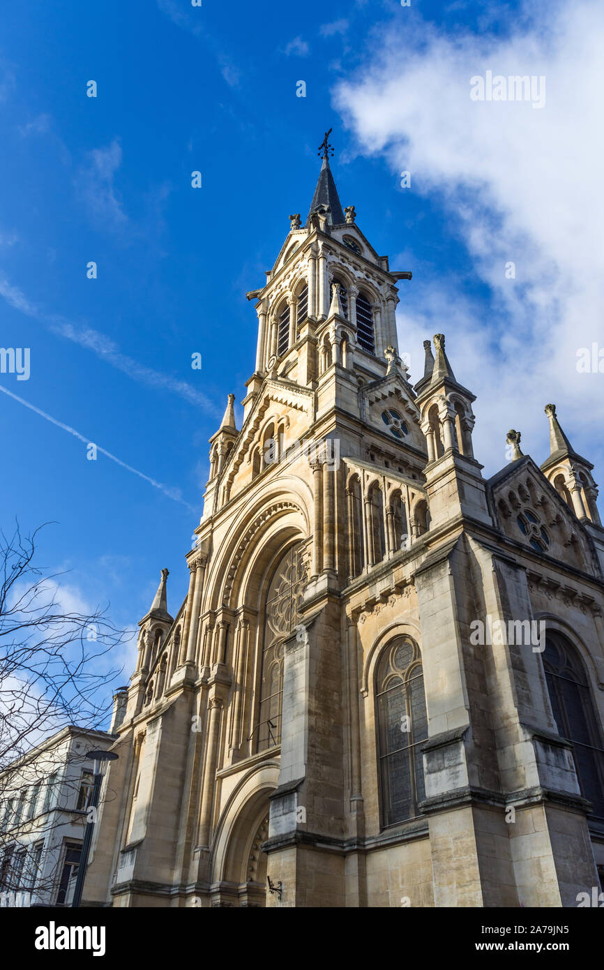 Tower of 19th century Baroque church of Saint Gilles, Brussels. Stock Photo