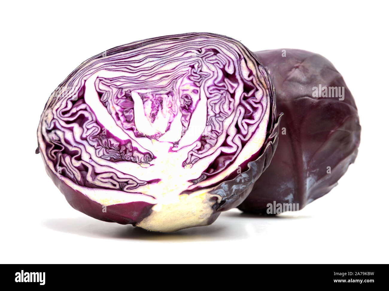 Fresh red cabbage isolated on white background Stock Photo