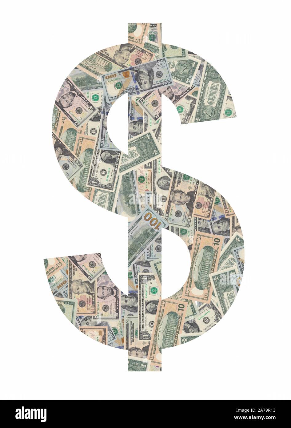 Silhouette of a dollar sign - american currency USD - formed with ...