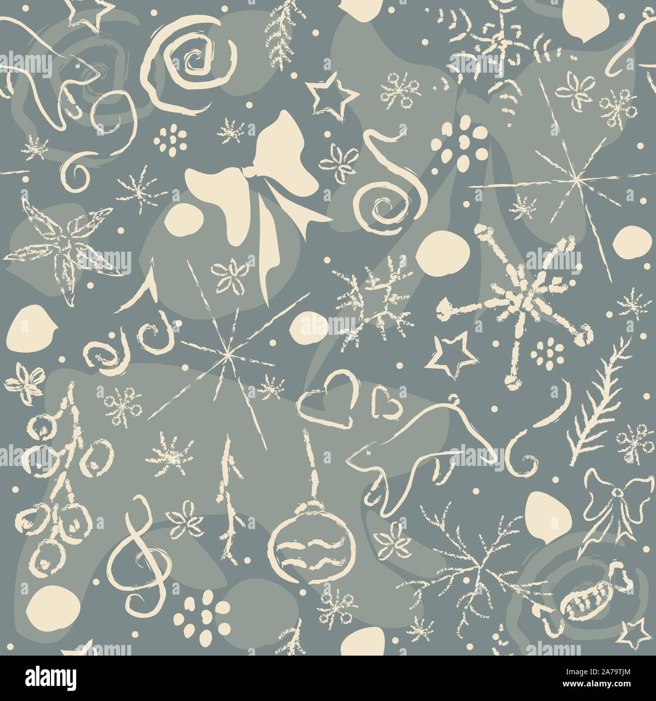 Winter Seamless Pattern with snowflakes and funny doodles. Vector ...